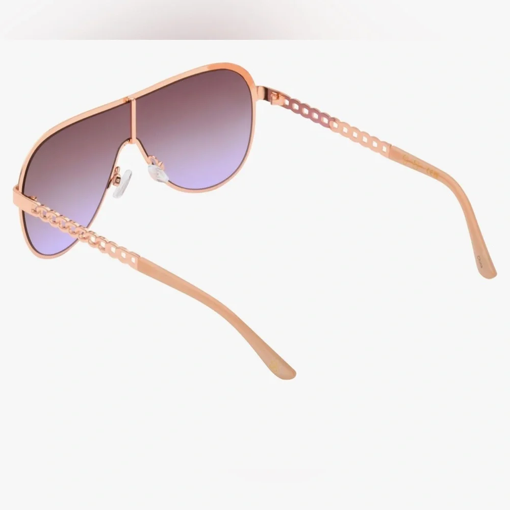 Jessica Simpson J6228 nude gray‎ rose gold Metal Shield Aviator Pilot Sunglasses